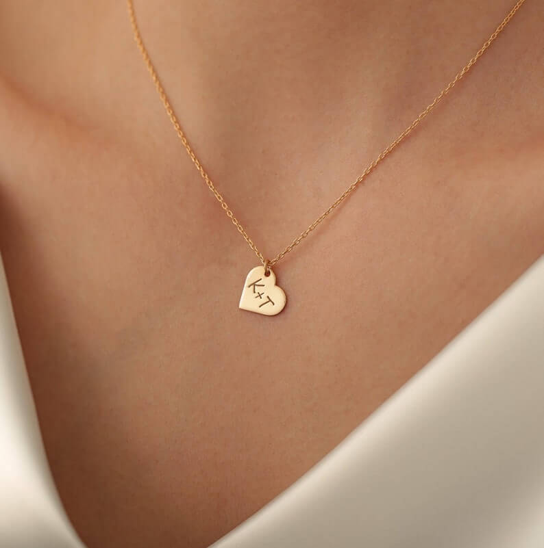 heart initial necklace