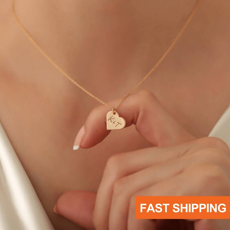 necklace with heart and initials