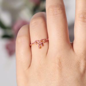 pink pave bow ring pandora