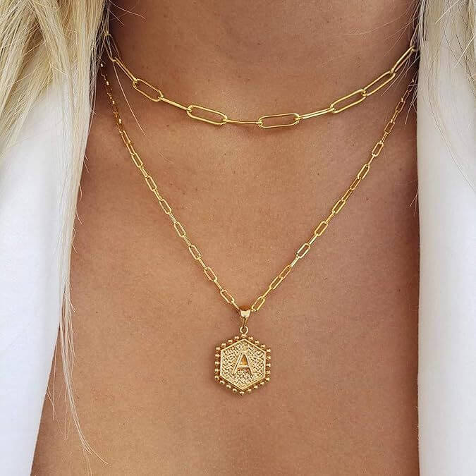 double layered initial necklace