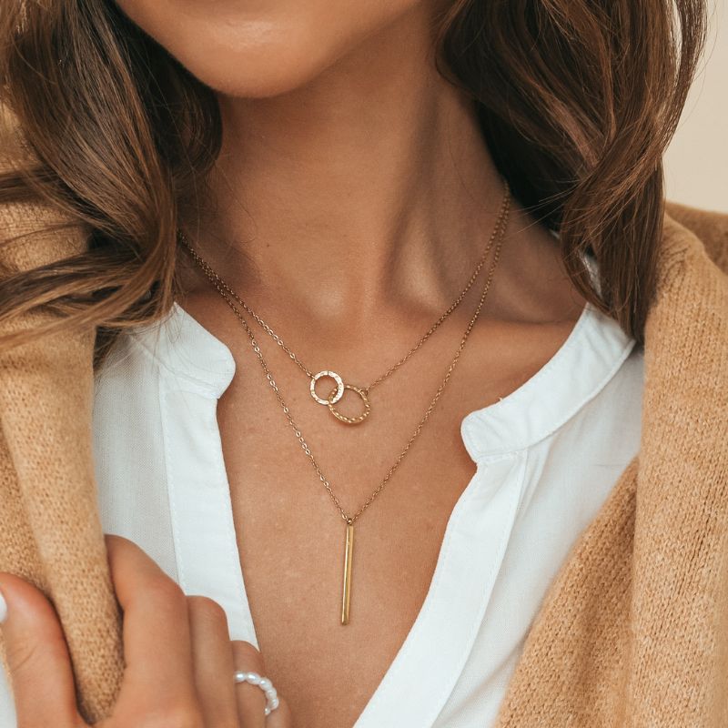 gold necklace stack