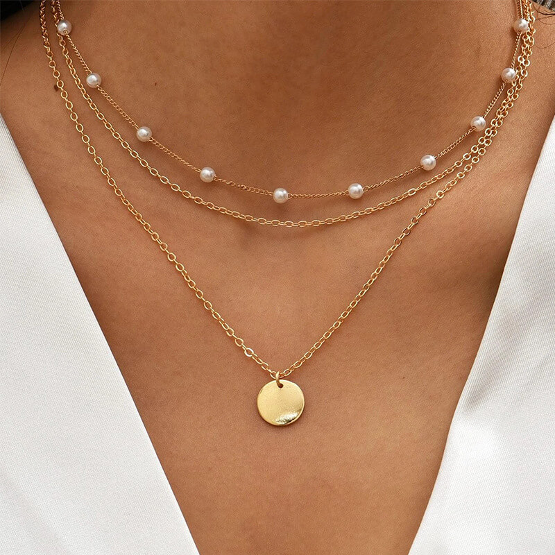 layered coin necklace gold