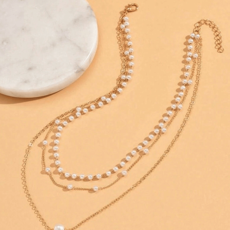 layered necklace pearl