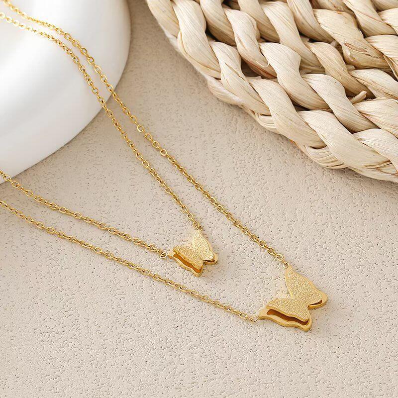 butterfly necklace gold 14k