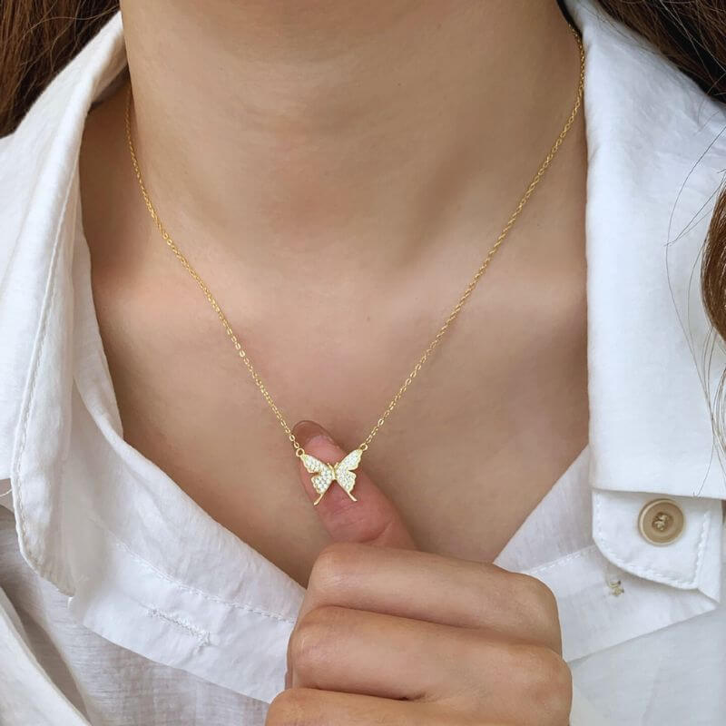 diamond butterfly necklaces