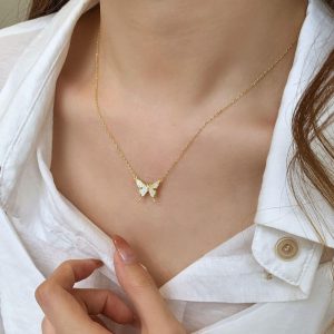 gold and diamond butterfly necklace