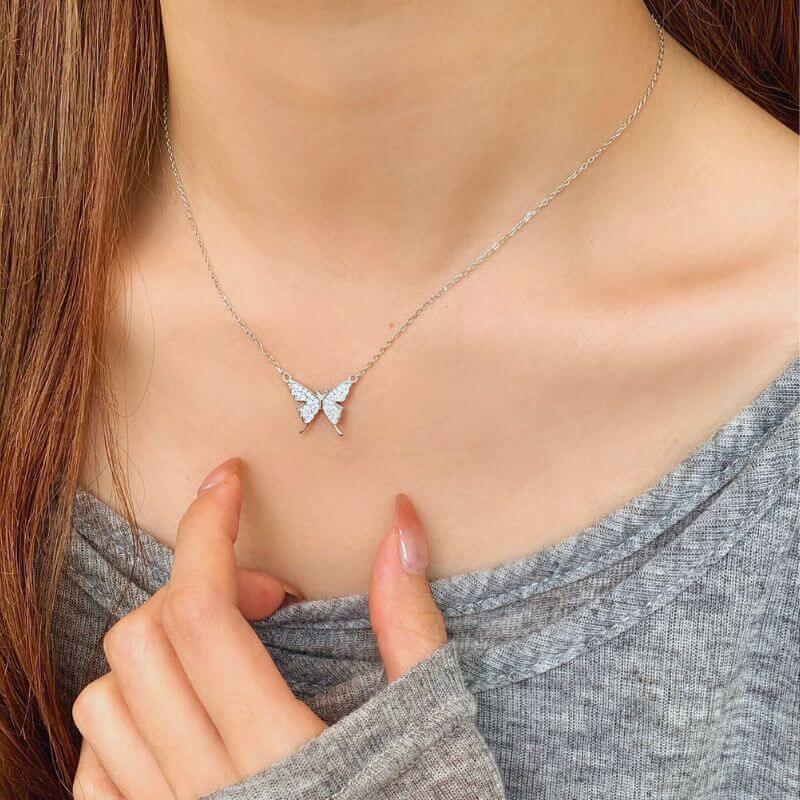 gold butterfly necklace with diamonds