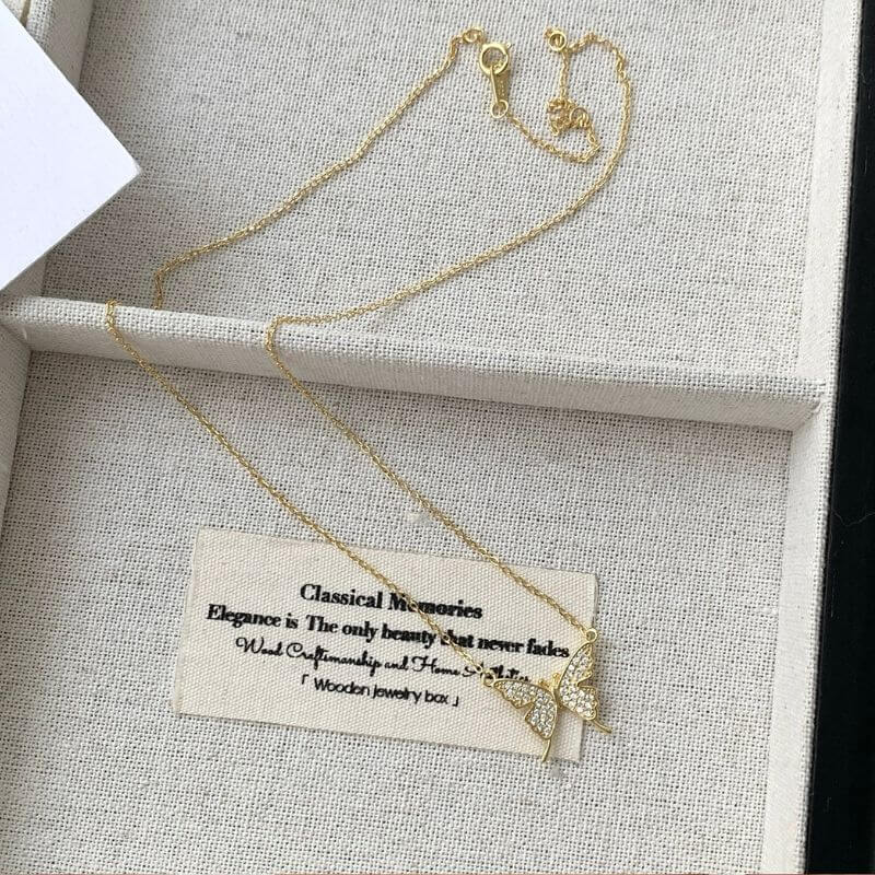 gold diamond butterfly necklace