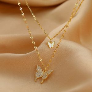 yellow gold butterfly necklace