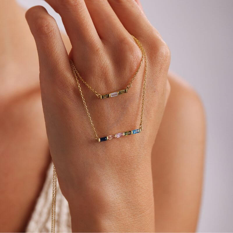 baguette birthstone necklace