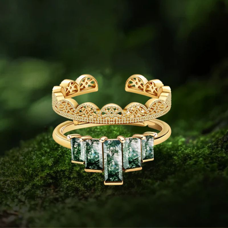 moss agate engagement ring​