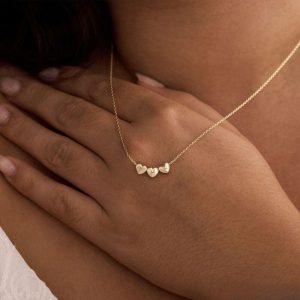 Tiny 3D Initial Heart Charm Necklace